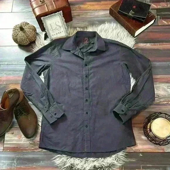 Rockin’ Sartorial Gray 100% Cotton Casual Button Down Shirt 16.5 L - Picture 1 of 7